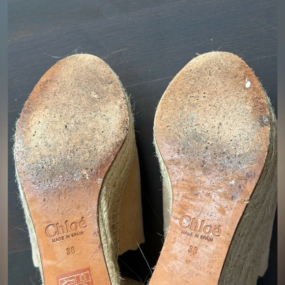Chloe Lauren Espadrille Suede Beige Wedges size 8 - Picture 8 of 12